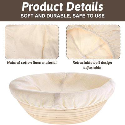 3 Piezas Cesta Ovalada/Redonda de Fermentación de Pan Revestimiento de Tela Cubierta de Cesta para Masa Tela de Fermentación Para Pastel Herramienta de Cocina