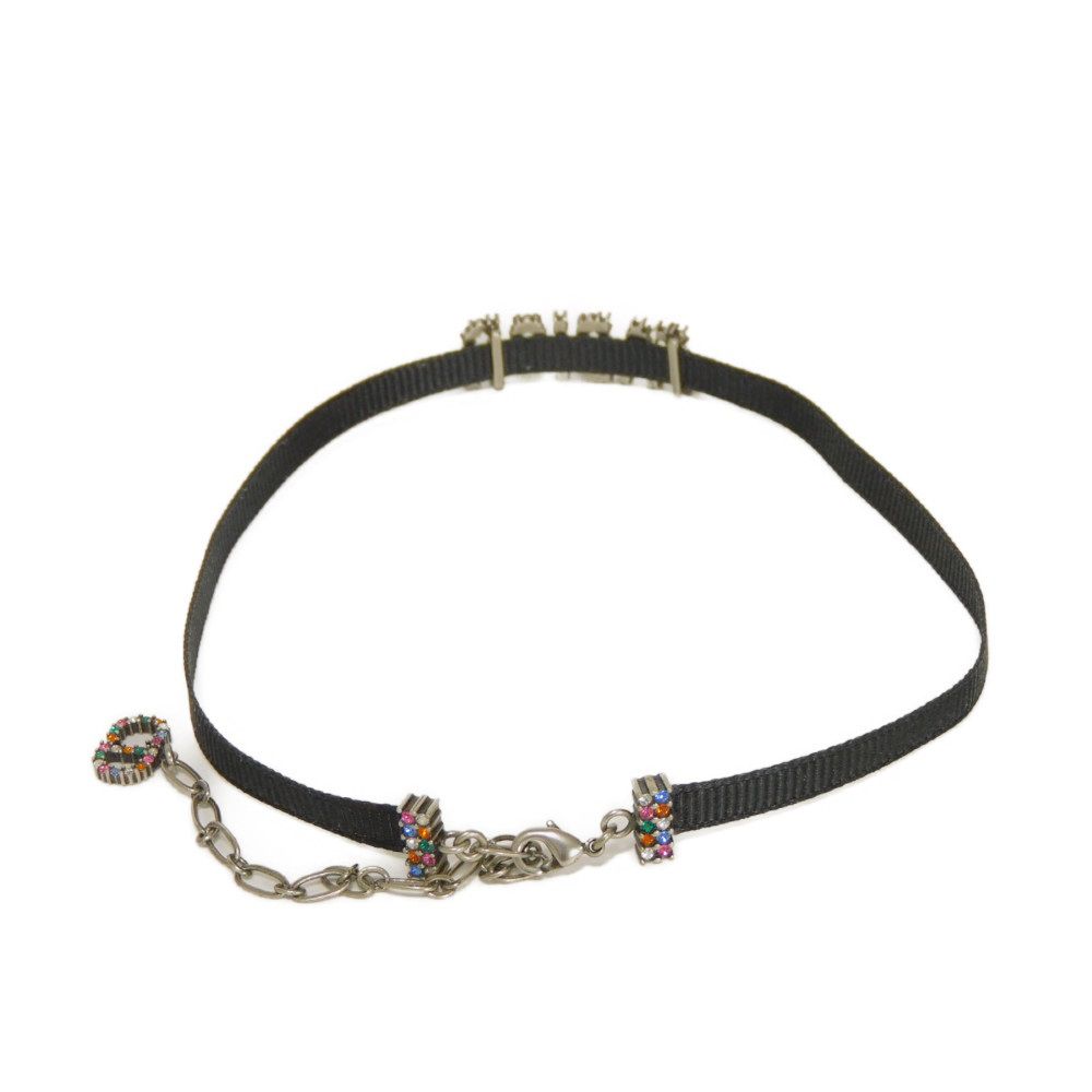 Used J'ADIOR crystal choker (N0681ADRCY 7984) in excellent condition with a black ribbon inset and CD logo in clear