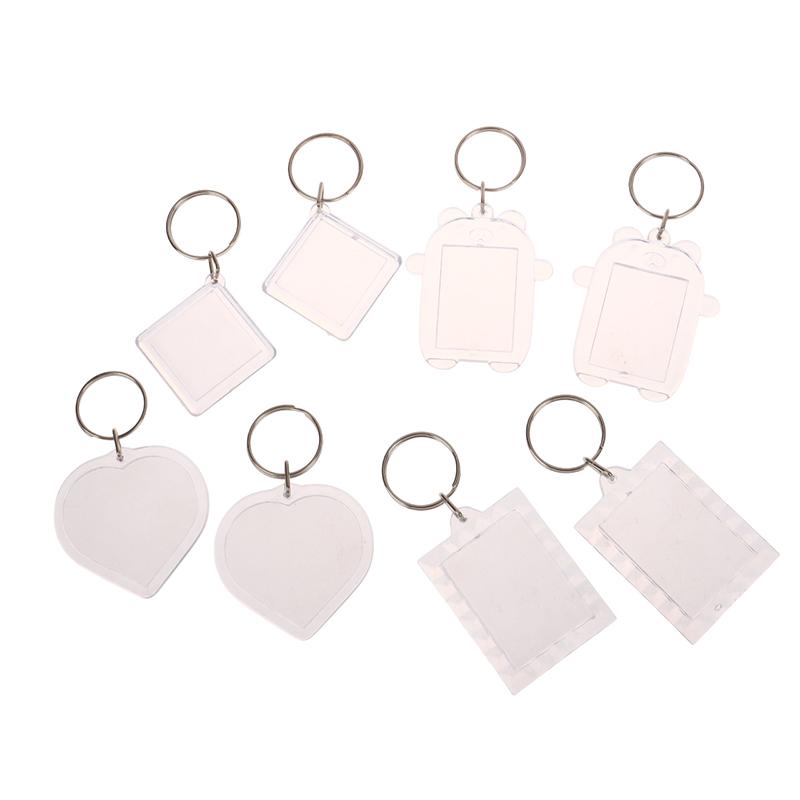 5Pcs Clear Bear Acrylic Blank Photo Frame Keychain Insert Photo Picture Frame Key Holder Diy Picture Frame Keyring Bag Pendant