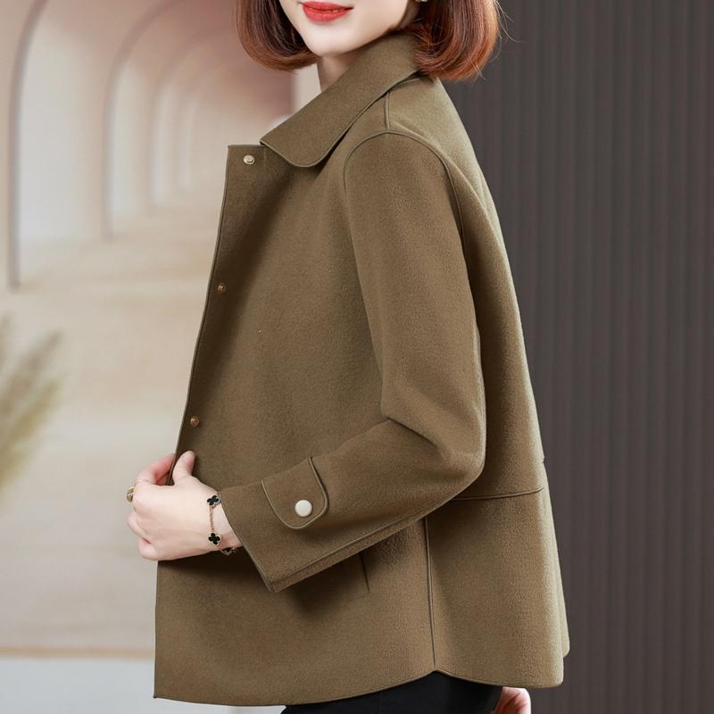 Middle Age Women's Wool & Blends Coats Plus Size Autumn Elegant Loose Outerwears Lady Jackets