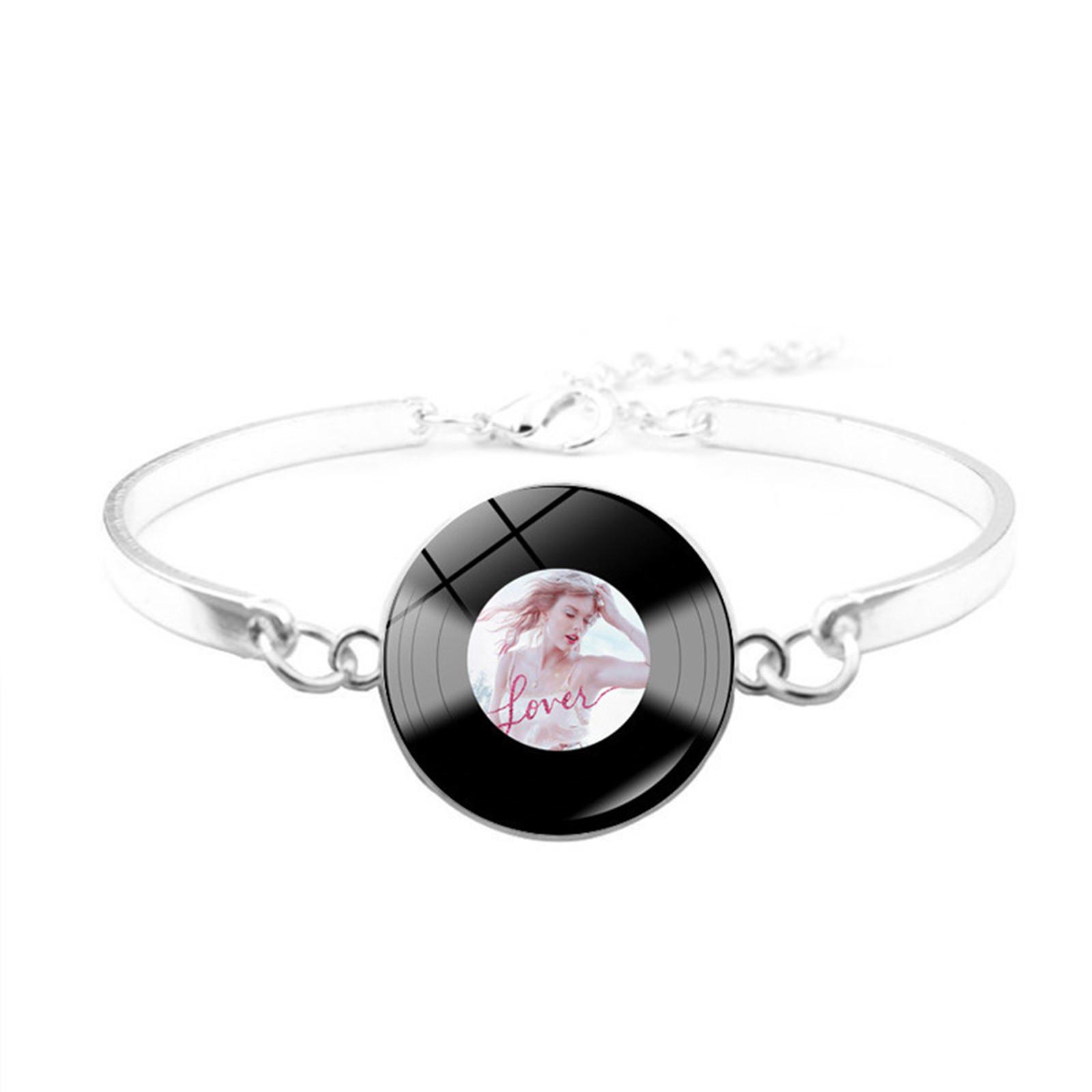 

Music Themed Adjustable Bracelet Vinyl Record Style Charm Band with Circular Pendant for Everyday Wear and Collectors One Size