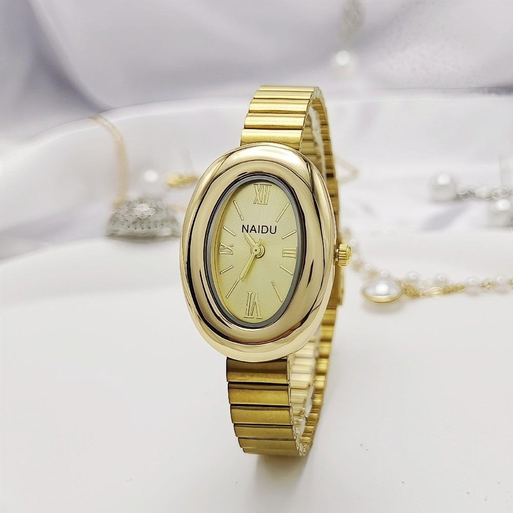 Nieuwe Ovalen Dameshorloges Mooi met Roestvrijstalen Band Quartz Damespolsuurwerken Minimalistisch Bandhorloge voor Meisjes Student