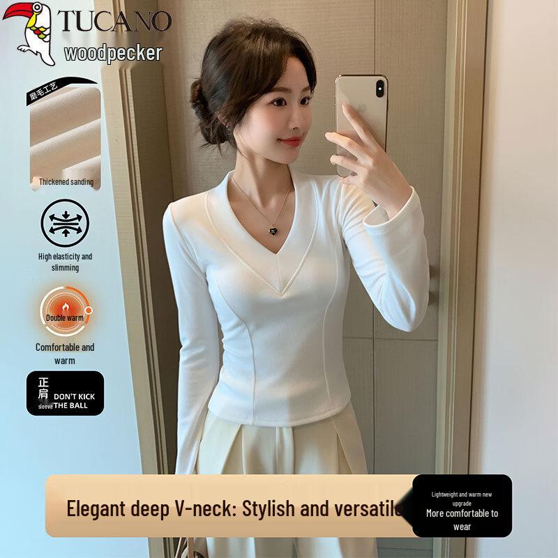 Women s Slim-Fit V-Neck Long-Sleeve Base Layer Top XL