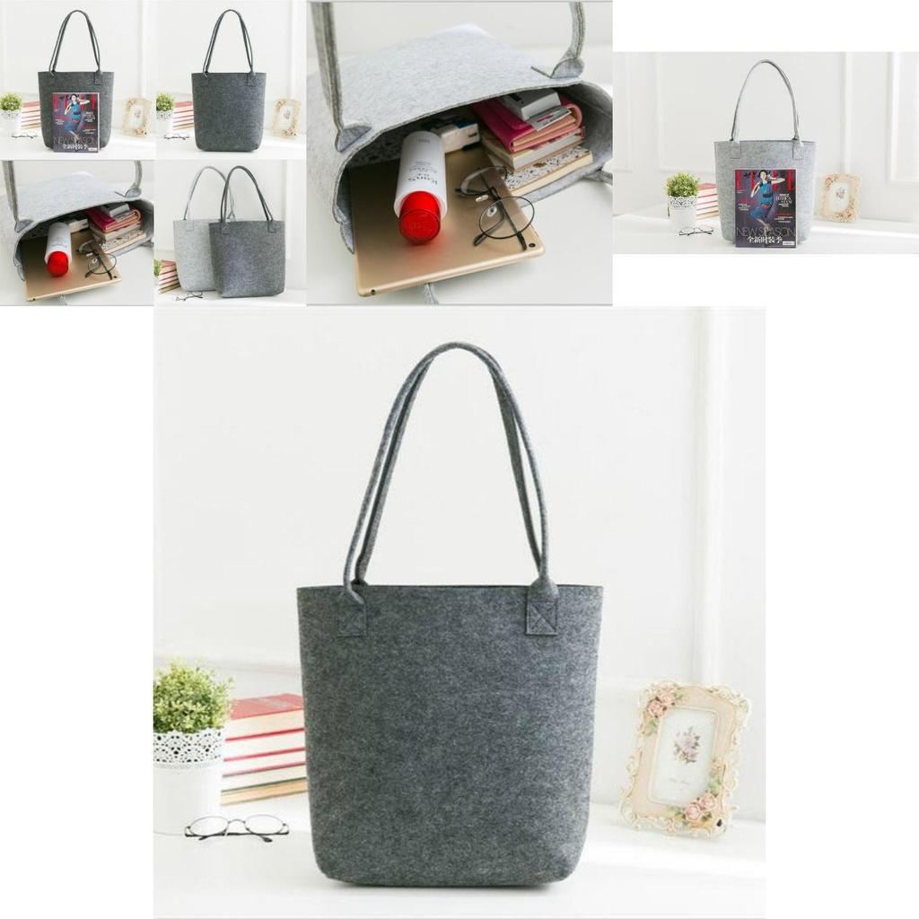 Fashionable Gray Felt Shopping Bag With Sturdy Construction And Chic Look