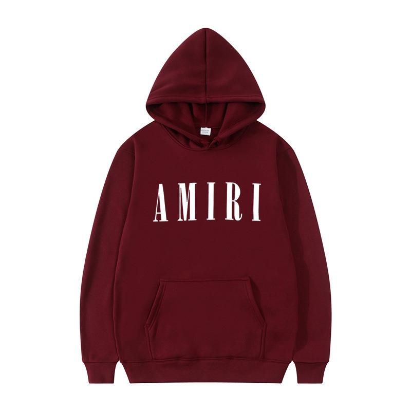 Autumn Winter Fleece Men's Amiri Hooded Loose Fit Trendy Brand Hoodie