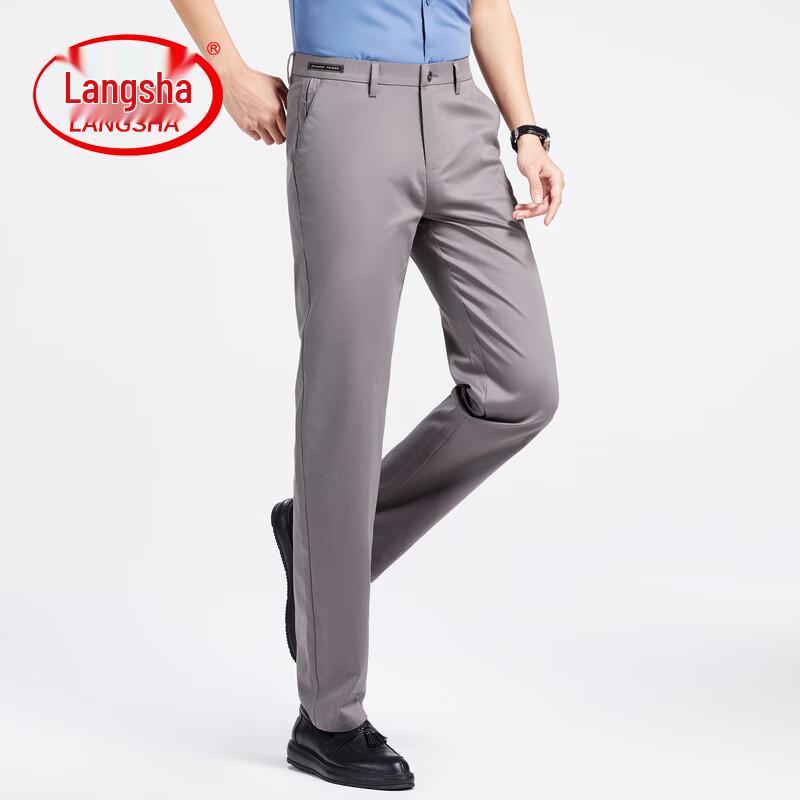LangSha Men s Straight-Leg Business Casual Trousers 35