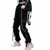 Pantaloni cargo cu talie înaltă pentru femei Pantaloni sport casual Pantaloni hip hop cu lanț