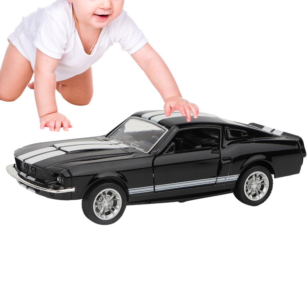 1:32 Mini Simulationslegierung Rückziehauto Licht und Ton Modell Spielzeugfahrzeug Kindergeschenk (Schwarz)
