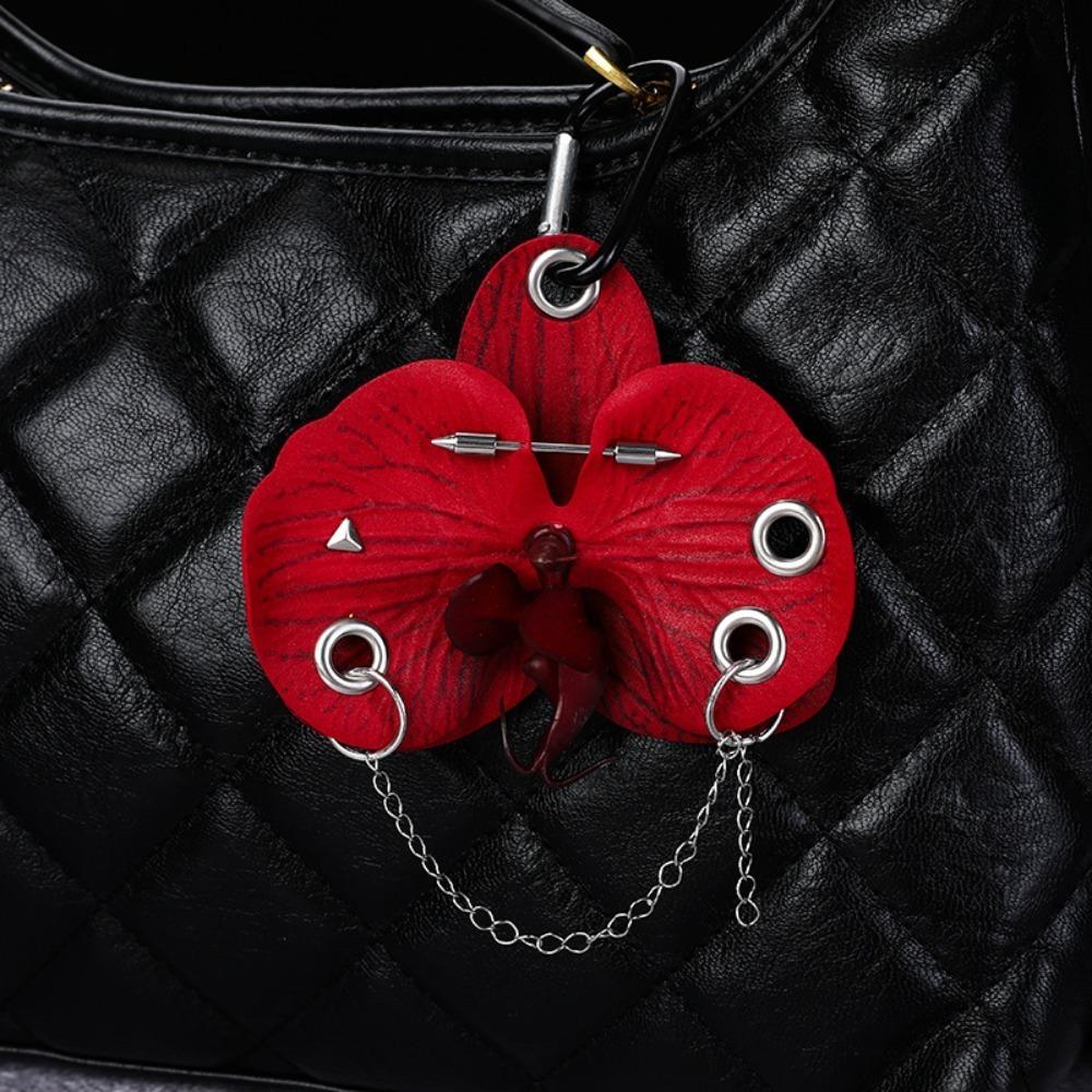 Fashion Simulation Flower Orchid Lily Keychain Colorful Backpack Decoration Flower Bag Pendant Gifts Backpack Hangings Decor