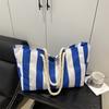 Canvas Women's Bag Large Capacity Shoulder Bag Striped Tote Bag 56*14*34cm