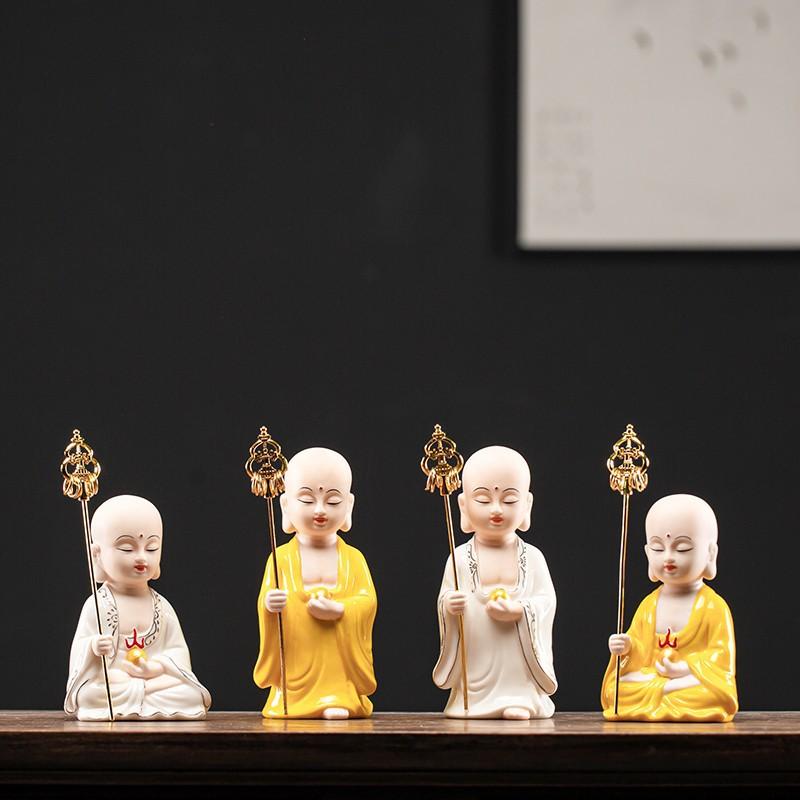 Keramik Ksitigarbha Kung Bodhisattva Staty - Zen Buddha Hög kvalitet Hem Rum Kontor Feng Shui Dekoration Figur Staty