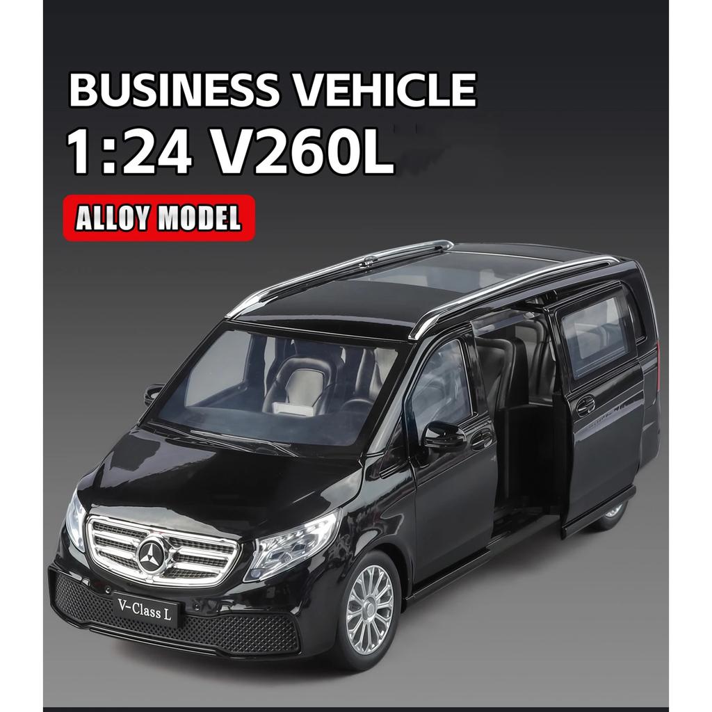 NEU 1/24 Benz V260 MPV Legierungsmodellauto Spielzeug Die-Cast Guss Sound und Licht Rückzieher Auto Spielzeug für Kinder Fahrzeug