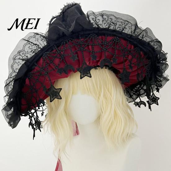 Comic Exhibition Costume Props Gothic Witch Hat for Women, Dark Lolita Style Halloween Accessory, Lightweight Party Outfit Essentials with Lace & Bow,