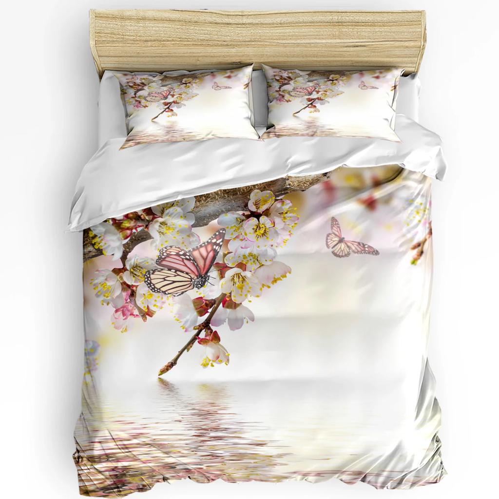 Oriole Peach Blossom Spring Bird Flower Duvet Cover Bed Bedding Set Home Quilt Cover Pillowcases Bedroom Bedding Set No Sheet