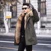 Winter High-end Warmth Imitation Fur Raccoon Fur Liner Mid-length Mink Fur Plus Velvet Thick Mink Casual Men's Clothing Parka Coat