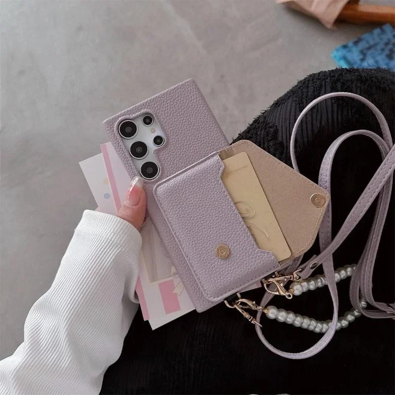 Crossbody Phone Case for Samsung Galaxy S23 FE S25 S24 S22 Ultra Plus A56 A36 A26 A16 A05 A05S A15 A25 A35 A55 A54 Wallet Cover