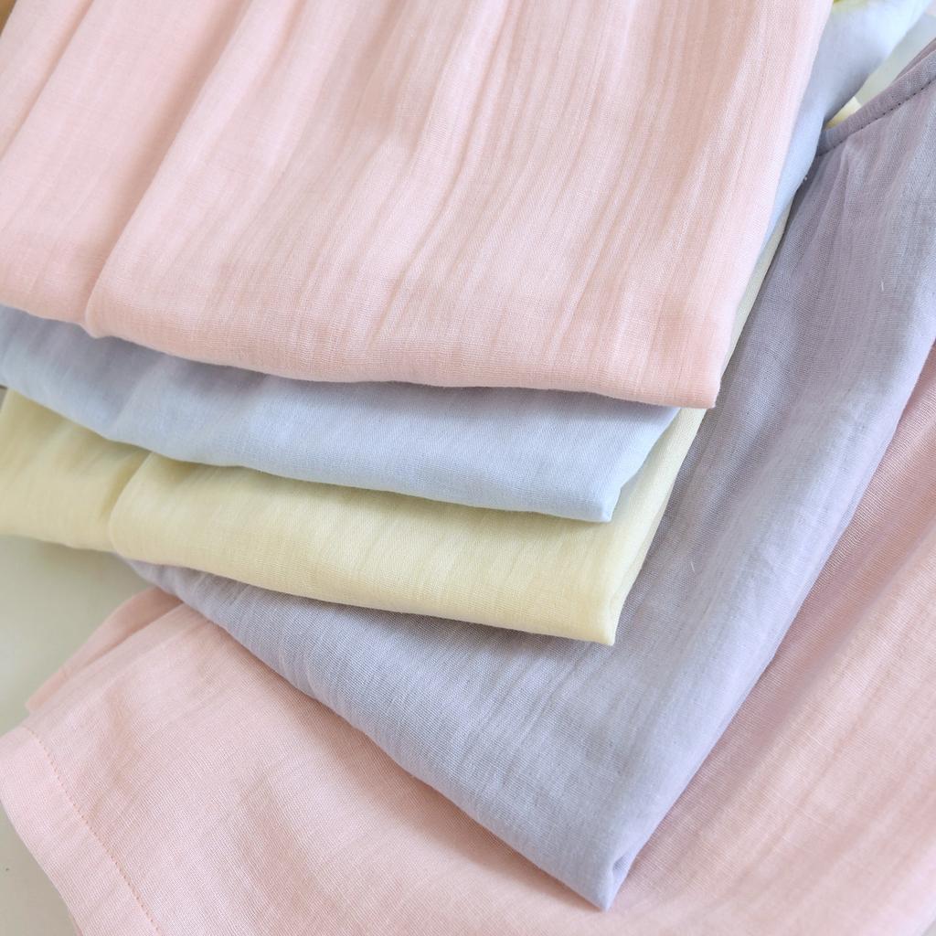 Pure Cotton Double-layer Yarn Pajamas Women's Spring and Summer Thin Solid Color Round Neck Vest Shorts Can Be Worn Outside Loungewear Two-piece Set