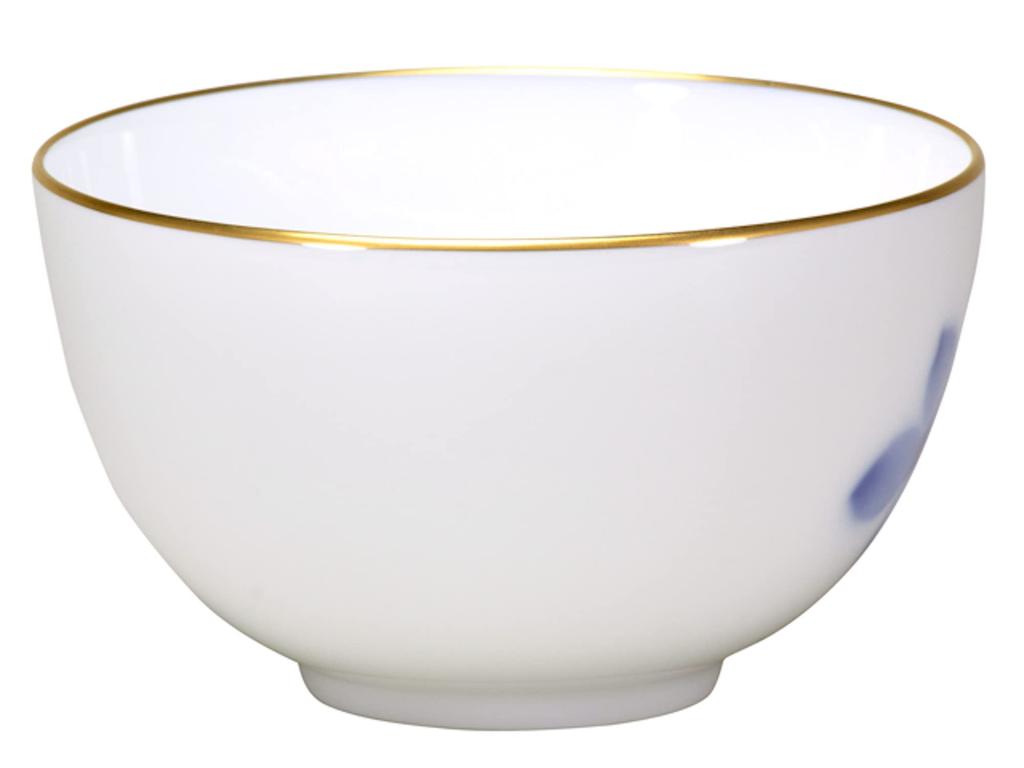 Okura Pottery Blue Rose Japanese Bowl, Approx. 395cc, Made In Japan, 64CN/8011-A