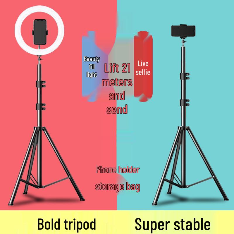 2025 Multi-Device Floor-Standing Phone Holder with Fill Light for Professional Live Streaming