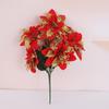 Cross-border Christmas 5-Fork Velvet Artificial Flower Bouquet - Green Plant Bonsai Christmas Decoration