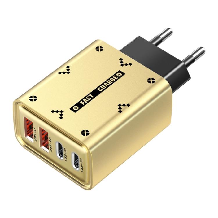 

European 2A2C Wall Device Tall Efficiency Double Connection Fast Charging Dense For Telecommute золотий