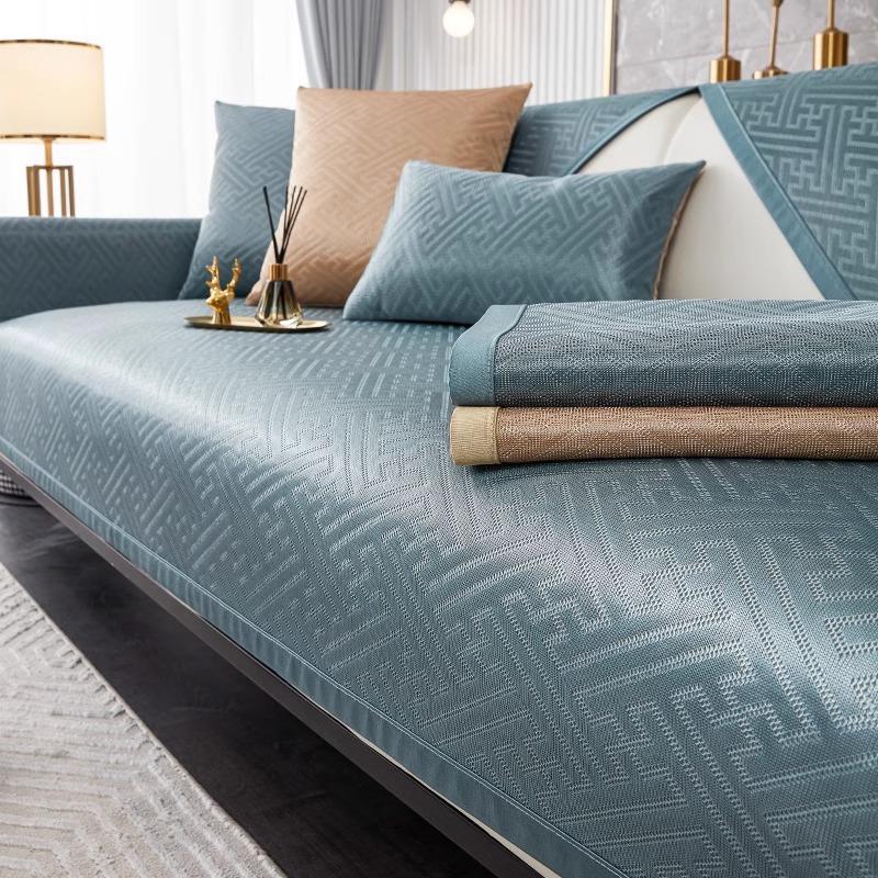 Summer Light Luxury Sofa Cushion Ice Silk Summer Mat Summer Non-Slip Sofa Cover Dust Cover Living Room Straight Row Sofa Cover Towel