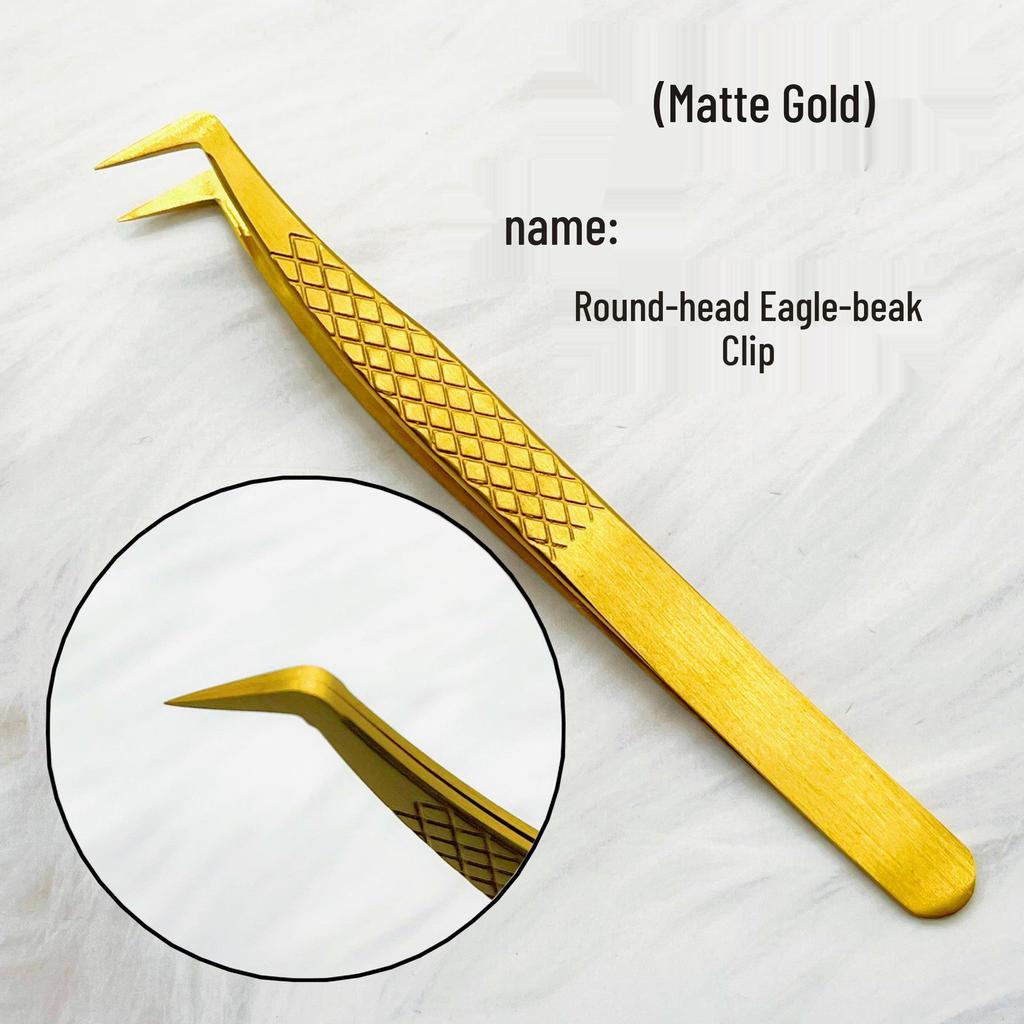 Gold Precision Eyelash Extension Tweezers: Mesh, Feather, Dolphin, Blooming Styles