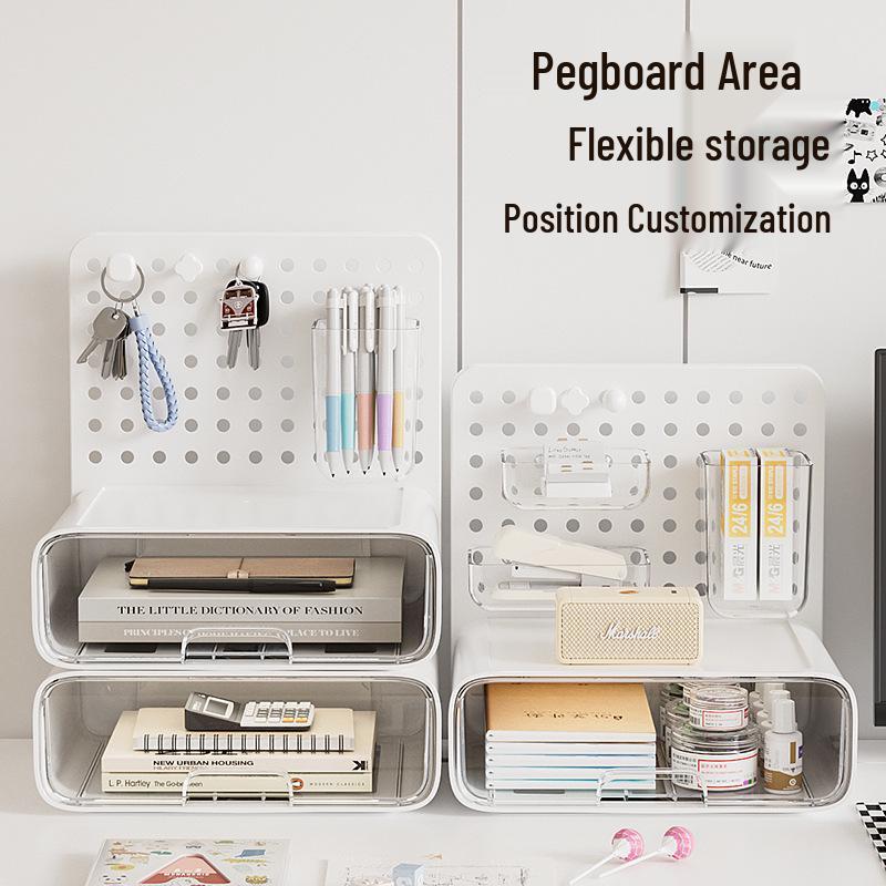 Customizable DIY Pegboard Desk Organizer Storage Box for Students