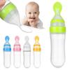 Baby Kid Squeeze Silicone Milk Bottle Food Rice Feeder Feeding Bottle With Spoon
