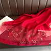 Hand-Embroidered Mulberry Silk Scarf - Elegant Spring & Autumn Shawl