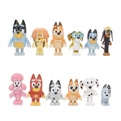 8/12pcs Bluey Bingo Anime Figure Toy Set Cartoon Mini PVC Movable Joints Doll Ornaments Holiday Christmas Kids Toys Gift
