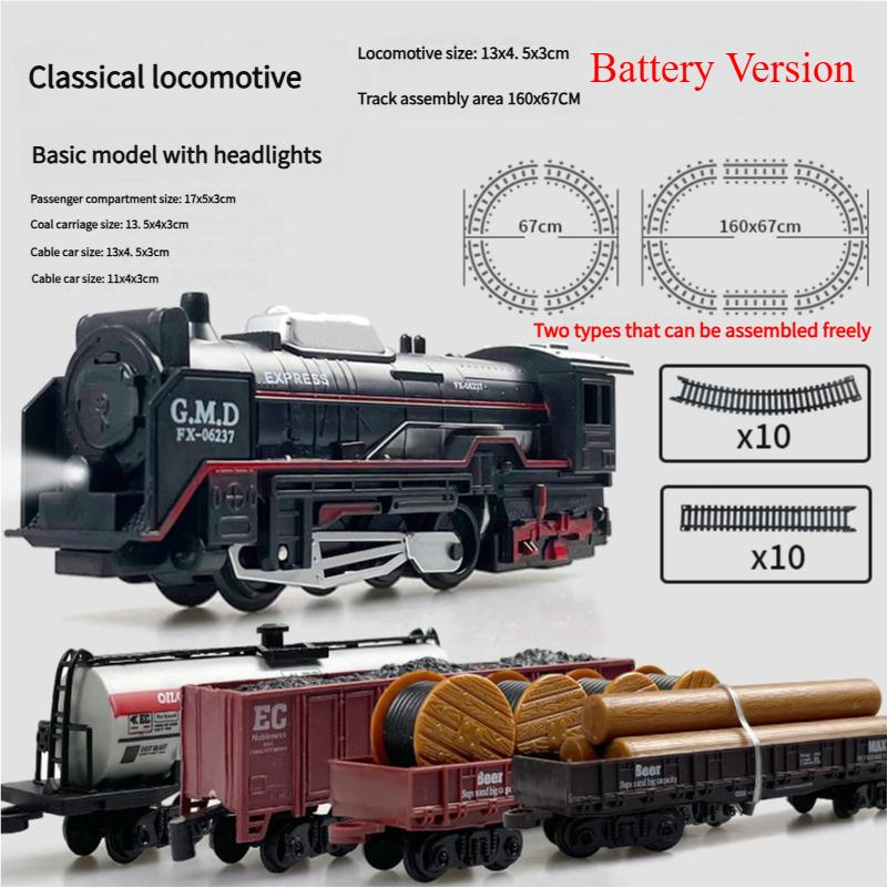 Electric Freight Train Set with Light Up Tracks Classic Railway Model Toy Kids Birthday Gift Interactive STEM Educational Toy