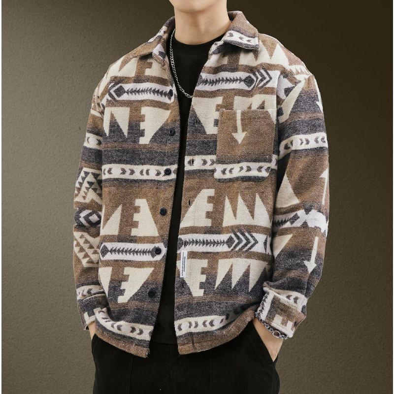 

Осінньо-зимова американська ретро вовняна Y2K сорочка чоловічі топи з довгим рукавом потовщена модна брендова вільна універсальна повсякденна сорочка-куртка XXXL хакі