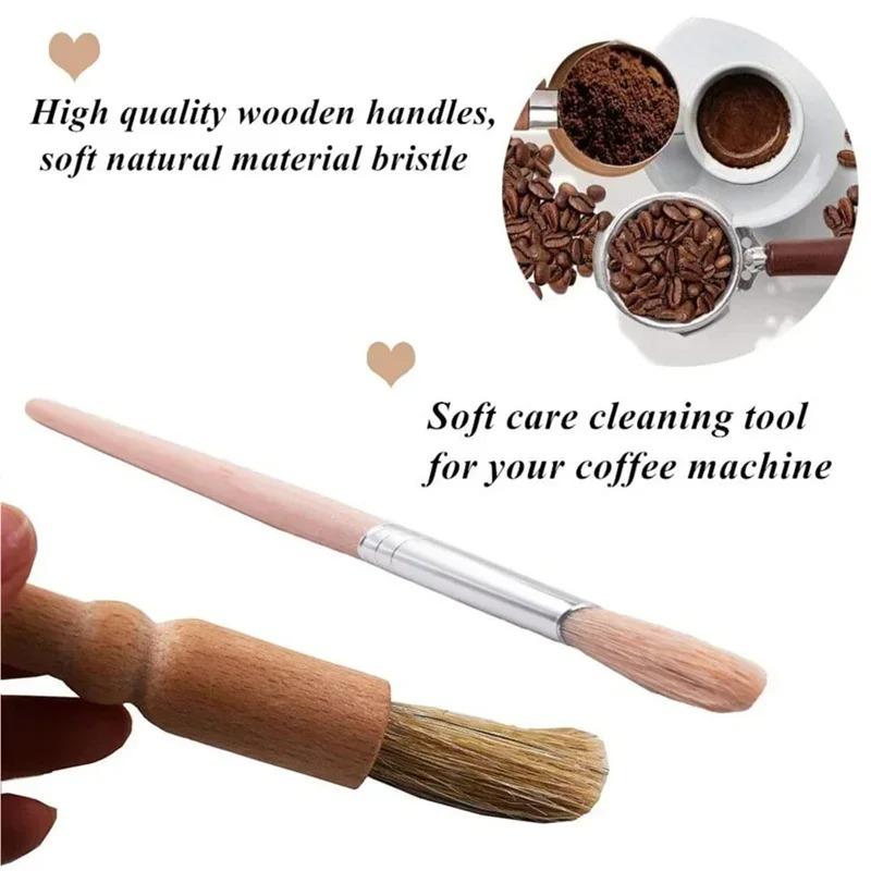 5PCS Coffee machine cleaning brush Kit Espresso Brush Kit Include Wooden Coffee Grinder Machine Cleaning Brush and Nylon Brush