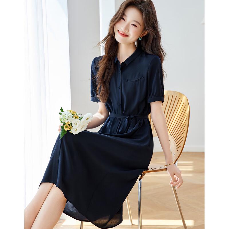 Srcr 16 Momme Silk Double Georgette Short-Sleeve Dress