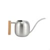 Stainless Steel Watering Can Modern with Wooden Handle Silver Vessel for Plant Lovers,