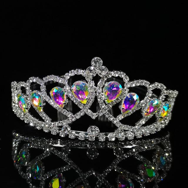 New Colorful Crystal Crown Wedding Bridal Women 'S Hair Accessories For Girls Birthday Fashion Headdress Bride Tiara Clip