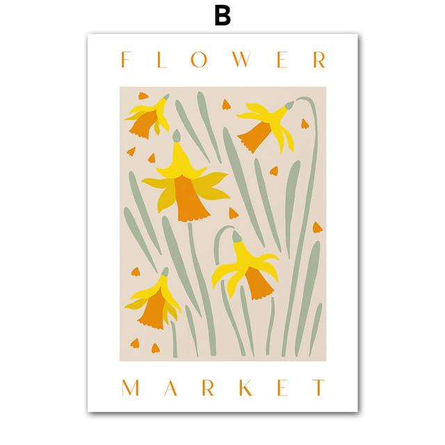 Flower Market Sunflower Shapes Quote Wall Art Posters Prints Nordic Canvas Painting Abstract Pictures For Living Room Home Decor