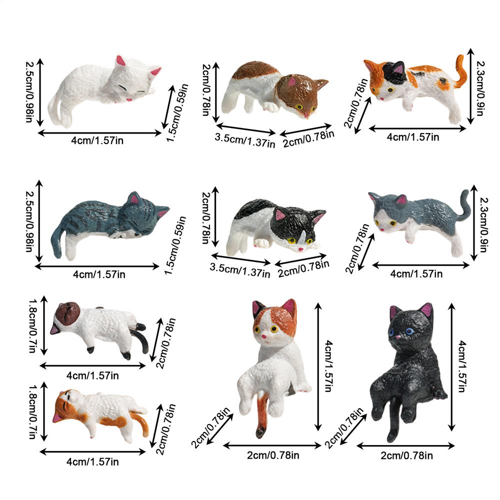 Mini Cat Figurines Adorable Compact PVC Cat Model Dashboard Figures for Car for Trailer RV Truck Automotive Sedan Pickup Bedroom