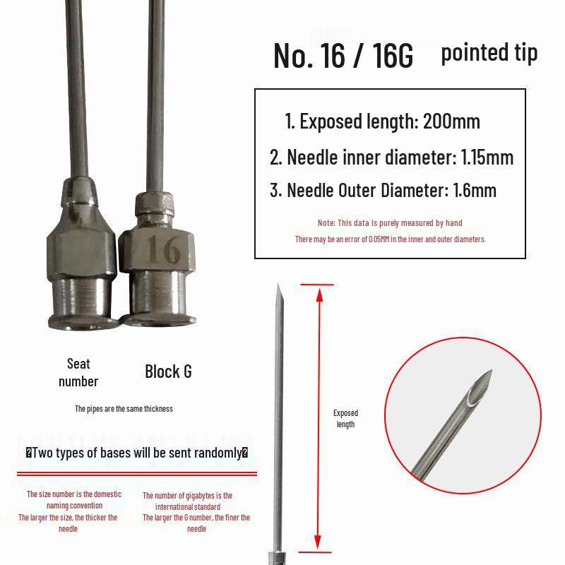 200mm Precision Stainless Steel Dispensing Needle with Pointed and Flat Tips