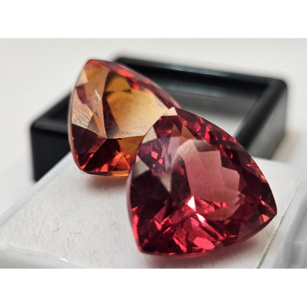 Trillion Cut Mexican Fire Opal 30-31 Ct Pair Beautiful Certified Loose Gemstone