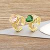 Nidin Romantic Heart Shape Open Rings for Women Zircon Crystal Jewelry Adjustable Fashion Wedding Party Accessories Gifts