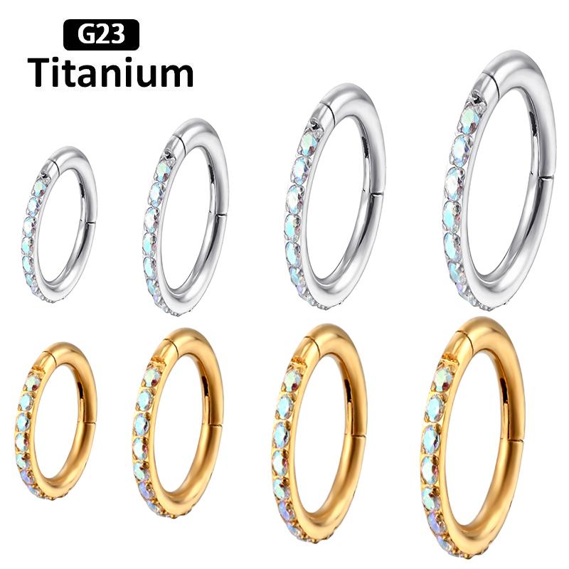 ASTM F136 Titanium Earrings High Quality Zircon Hight Segment Nose Rings Open Small Septum Piercing Helix Lobe Body Piercing 16G