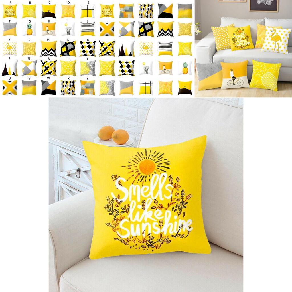 Classic Yellow Geometric Pillow Case Crafted From Luxurious Peach Skin Cashmere