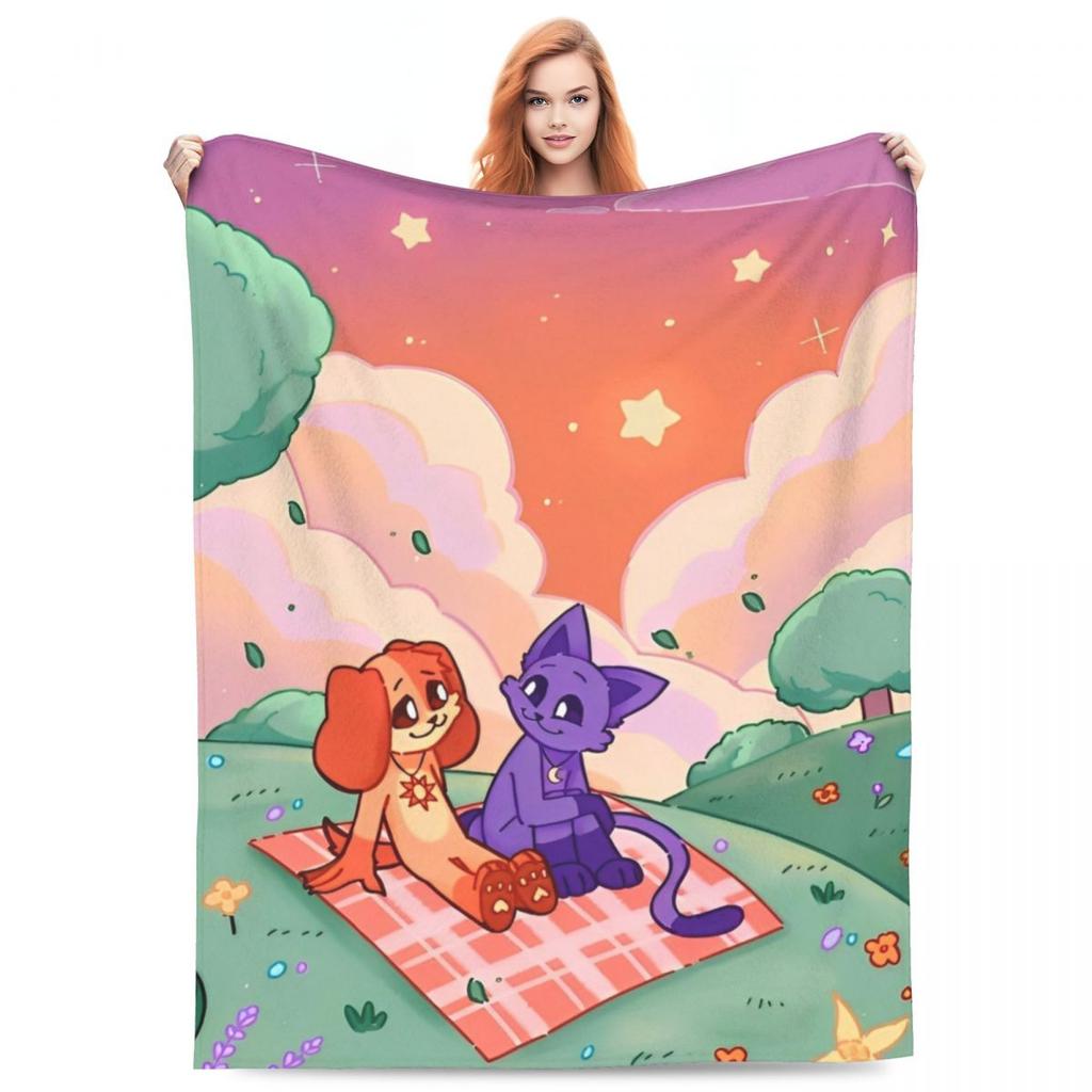 Catnap Knitted Blanket Velvet Cartoon Toy Ultra-Soft Throw Blanket for Airplane Travel Bed Rug