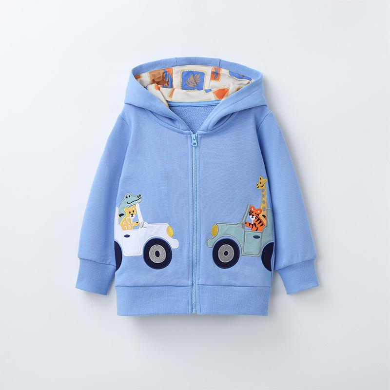 

Autumn/Winter Embroidered Zipper Hooded Sweatshirt Jacket - European & American Style 120cm (6Y) павлин голубой