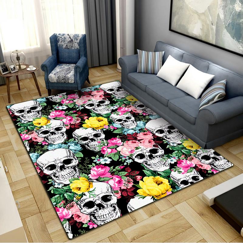 Vintage Skull Pattern Carpet Rug for Living Room Bedroom Home Sofa Decoration,Kids Play Non-slip Floor Mat
