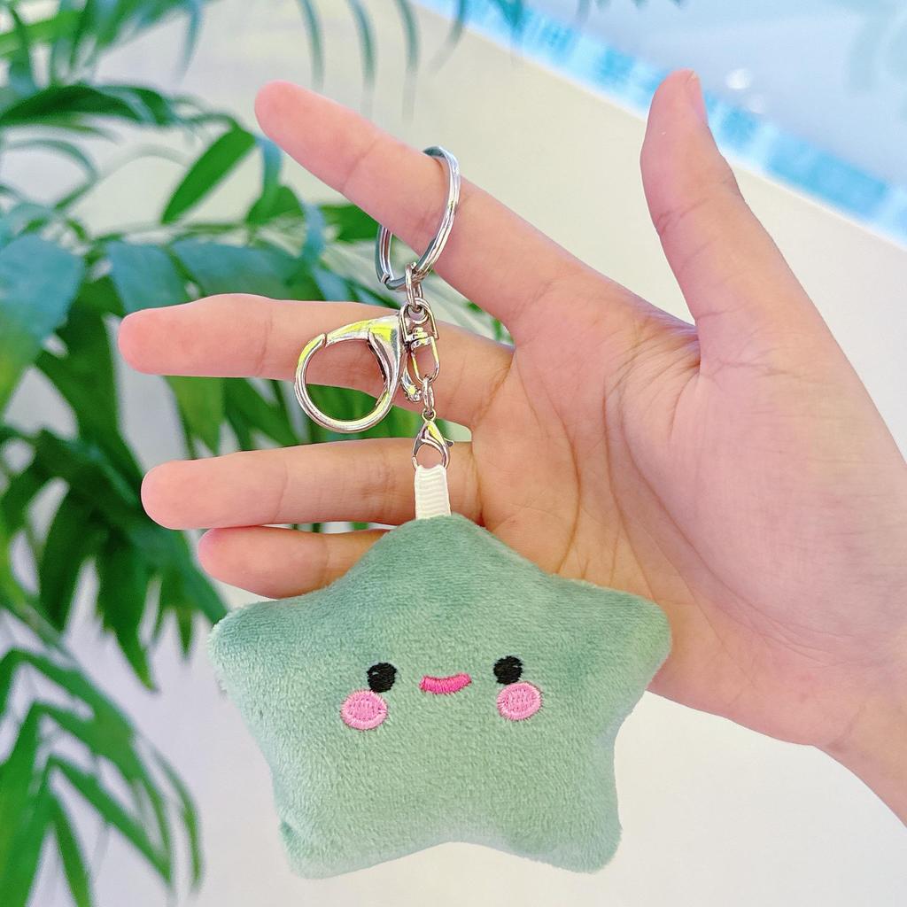 Five-Pointed Star Plush Bag Charm & Keychain - Cute, Girlish Heart Accessory for Backpacks