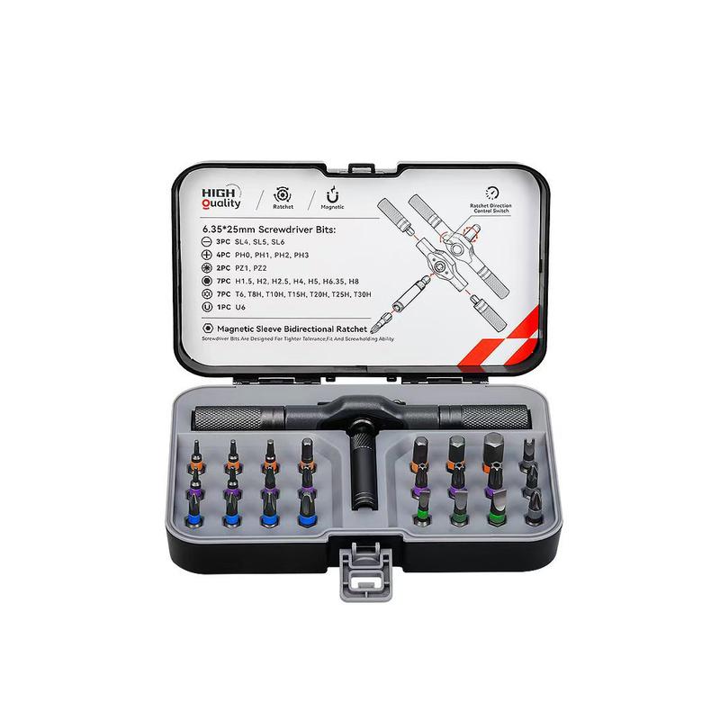 Multifunction Ratchet Screwdriver Set Comfortable Easily Recognizable Color Ring Design Screwdriver Bits Repair Tools 25pcs set