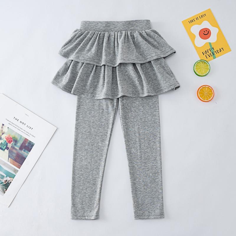 Leggings para Meninas Estilos Primavera e Outono Calça-saia Infantil Falsa de Duas Peças Usar Calça Saia Elástica para Meninas para Usar ao Ar Livre